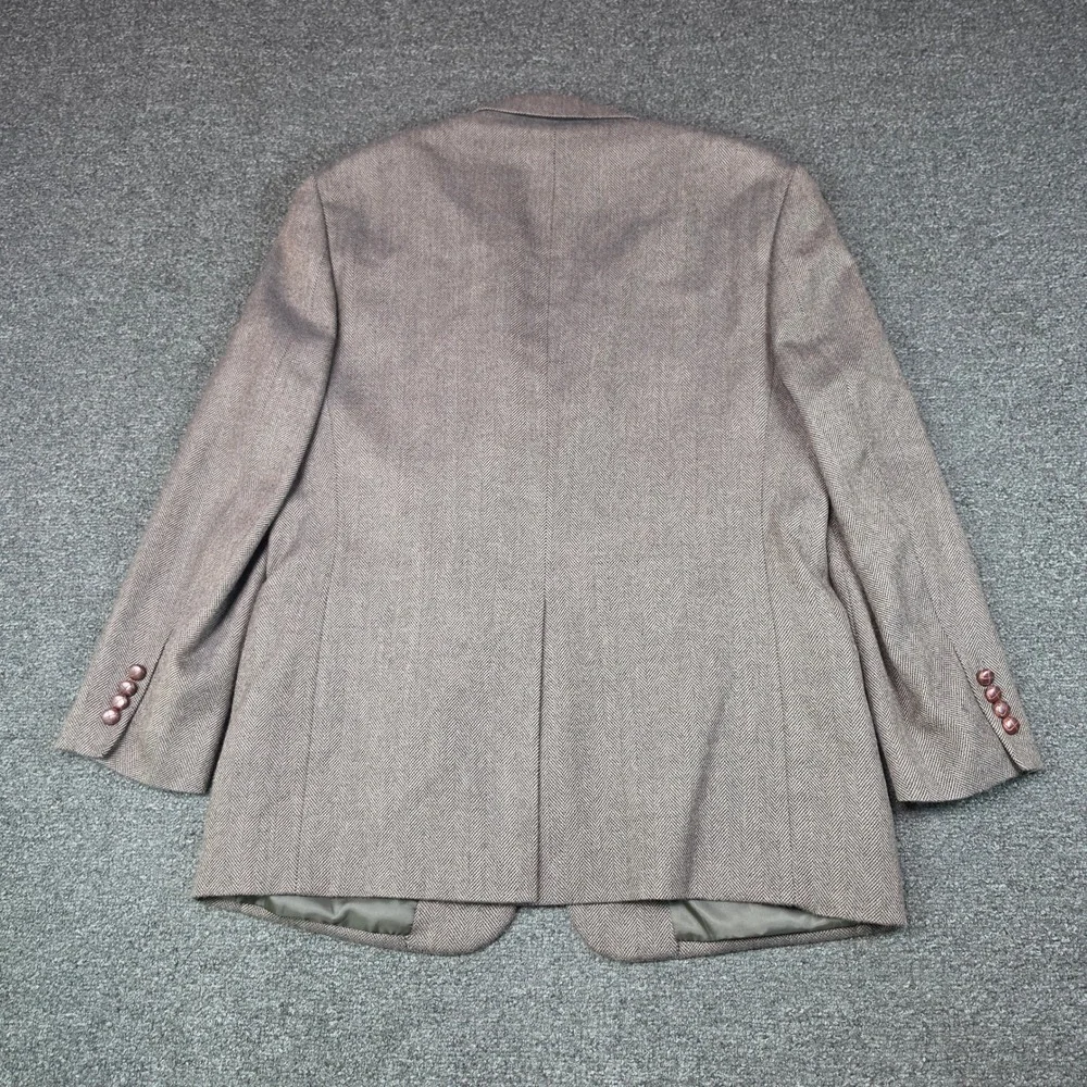 Savile Row Sport Coat Brown Herringbone Mens 44R Wool Blazer Formal Casual Wear